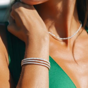 Luxe Triple Row Diamond Tennis Bracelet