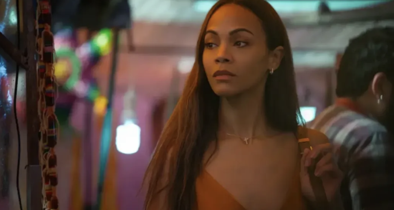 Woman in orange dress